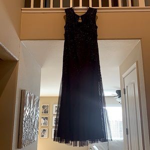 Aubergine Embroidered Evening Gown